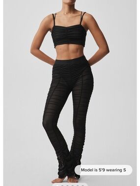 ALO Yoga Airlift Mesh Cherished Ruched Set Leggings + Bralette - Black